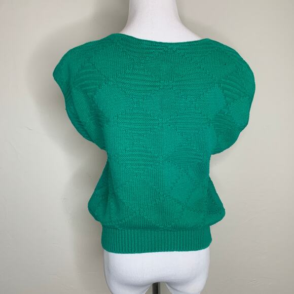 Vintage Herald House Green Cap Sleeve Sweater Textured Sz ? Small - Picture 2 of 8